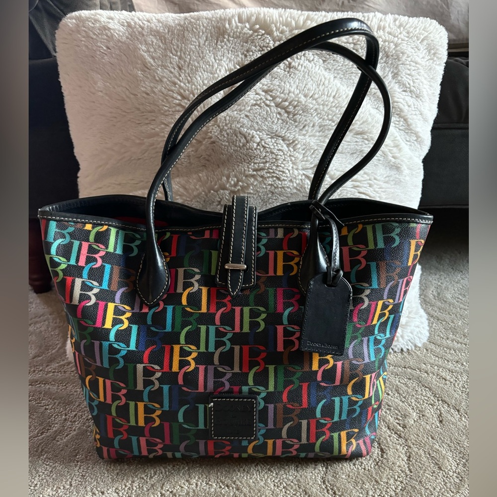 Dooney & Bourke leather colorful monogram Vintage 1975 Cindy tote bag
